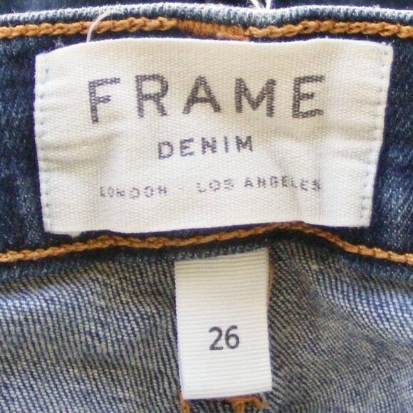 FRAME Jeans, 26, Le Skinny de Jeanne, Dame Dark Blue Wash, Low Rise, Zipper - Picture 8 of 12